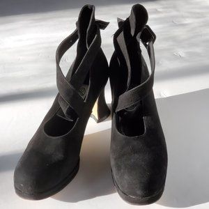 Bassotto high heel platform suede leather black 38